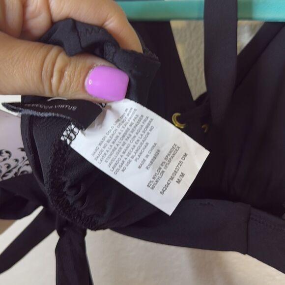 NWT- Becca-Modern Edge Halter- black with gold islets- bikini top- Size medium - Picture 10 of 11